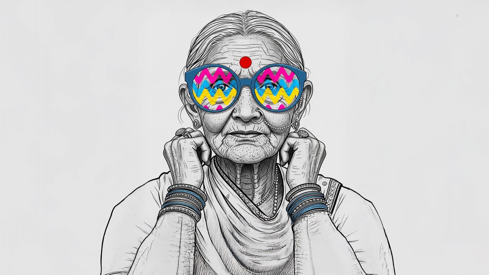 Playful illustration — paati in colourful sunglasses
